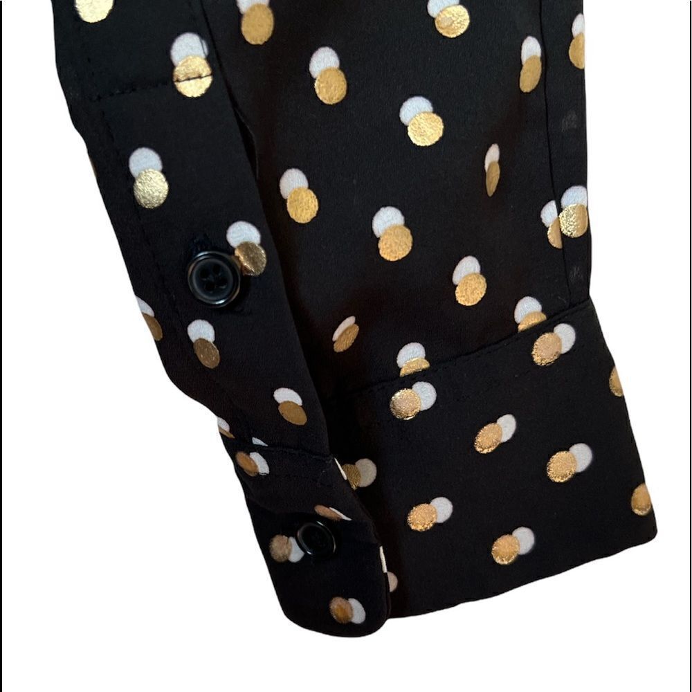 Who What Wear Black Gold Polka Dot Long Sleeve Blouse size S - Picture 4 of 4